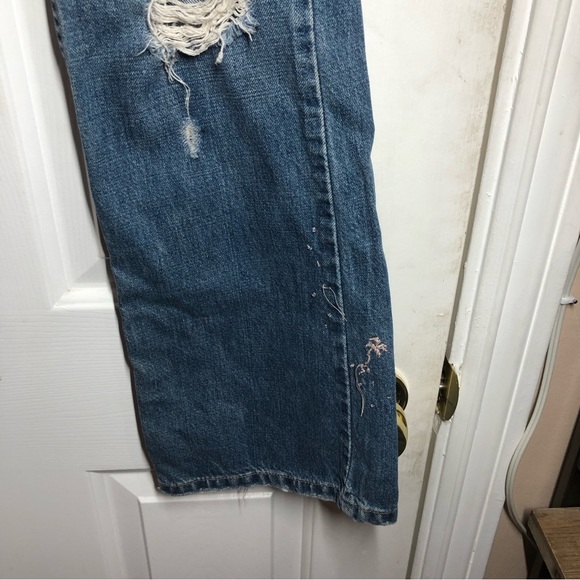 Hollister Y2K Low Rise Distressed Embroidered Beaded Medium wash Flare Jeans - Picture 2 of 9